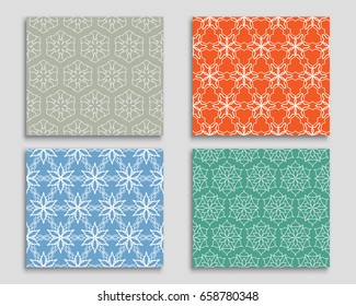 Seamless geometric line patterns set. Contemporary graphic design. Colored endless texture for wallpaper, pattern fills, packaging, web page line backgrounds. Tribal ethnic arabic, indian ornament