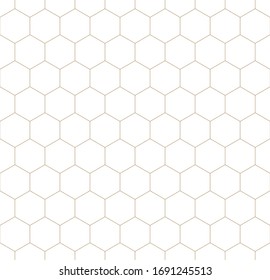 Patrón lineal geométrico sin problemas, gran diseño para cualquier propósito.Vector de fondo de patrón.Líneas finas.Oro y blanco.Hexagones.