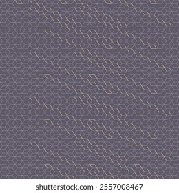 Seamless geometric linear pattern mesh in purple and yellow. Modern stylish vector texture for wallpaper, wrapping paper, home decor and fashion fabrics.