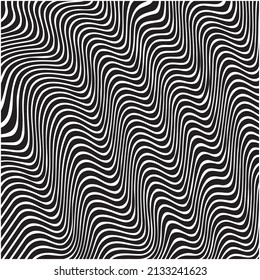 Seamless geometric lines pattern black and white stripes.Optical illusion zigzag effect.Futuristic and vibrant design, Illusive vector background.Geometrical curve graphic line design.