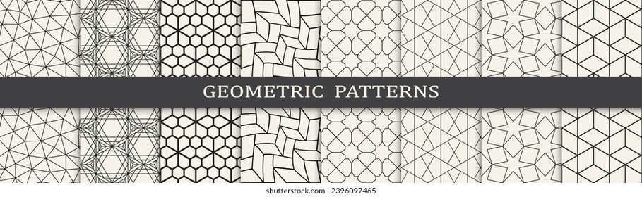  Seamless geometric lines pattern.Set of geometric seamless patterns. Abstract geometric graphic design simple pattern.