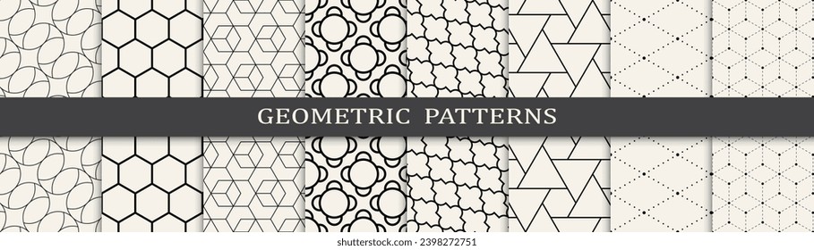  Seamless geometric lines pattern.Set of geometric seamless patterns. Abstract geometric graphic design simple pattern.