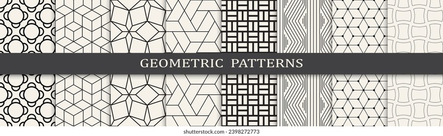  Seamless geometric lines pattern.Set of geometric seamless patterns. Abstract geometric graphic design simple pattern.