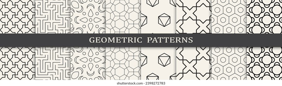 Seamless geometric lines pattern.Set of geometric seamless patterns. Abstract geometric graphic design simple pattern.