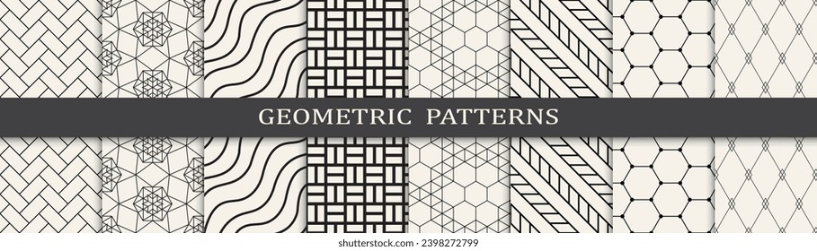  Seamless geometric lines pattern.Set of geometric seamless patterns. Abstract geometric graphic design simple pattern.
