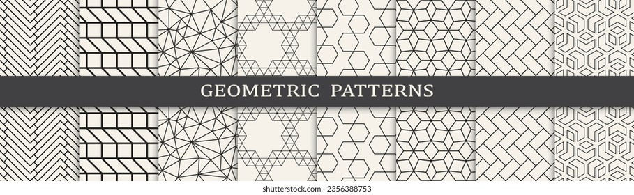 Seamless geometric lines pattern set