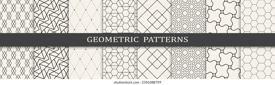 Seamless geometric lines pattern set