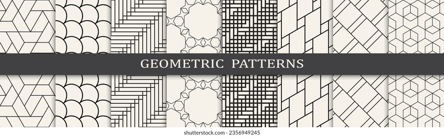 Seamless geometric lines pattern set