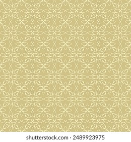 Seamless geometric lines pattern with simple four petal leaf shapes on light brown background. Suitable for various design purposes of textiles, tiles, wallpapers, backgrounds, etc.