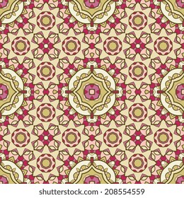 Seamless geometric mandala pattern, abstract background for textiles, interior design, for book design, website background