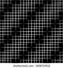 Seamless geometric mesh pattern. Black and white color.Wicker construction. The effect of 3d. For decoration, paper, Wallpaper, fabric and free design. Multi-layer vector file.