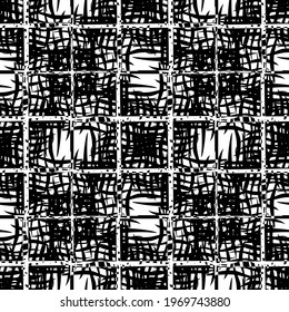 Seamless geometric mesh pattern. Black and white color.Wicker construction. The effect of 3d. For decoration, paper, Wallpaper, fabric and free design. Multi-layer vector file.