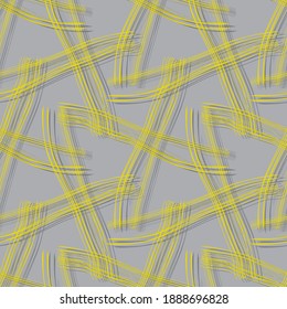 Seamless geometric mesh pattern. Fashionable colors. Yellow and gray. Wicker structure. The effect of 3d. For decor paper, wallpaper, fabric and free design. Multi-layer vector file.