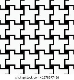 Seamless geometric monochrome pattern with polygons. Repetitive black and white brocken check background. Vector illustration for your graphic design.
