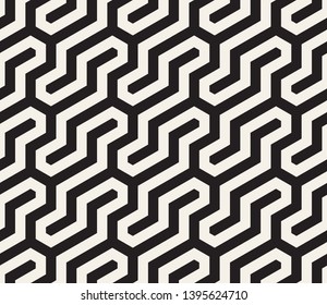 Seamless geometric monochrome pattern. Vector abstract background. Modern linear texture.