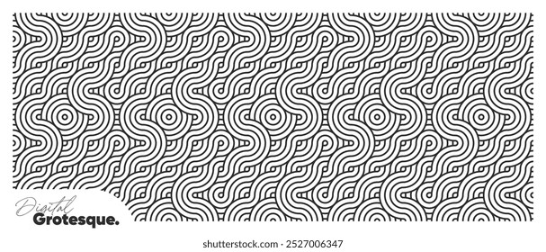 Seamless Geometric Mosaic Pattern, Black and White Bold Background