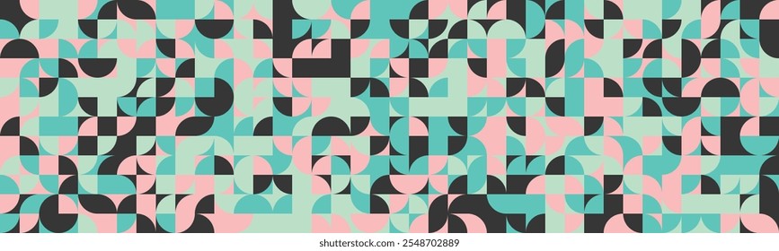 Seamless geometric mosaic pattern with clean shapes. Perfect for abstract backgrounds, modern poster artwork, or trendy textile prints.