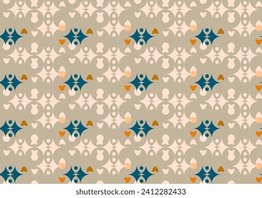 Seamless geometric mosaic in trendy pattern, circles and squares texture for textile or wallpaper. 