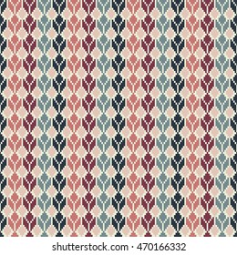 Seamless geometric multicolored ethnic pattern. Knitting
