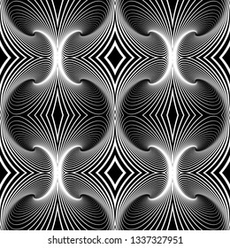 Seamless geometric op art pattern. Lines texture. Vector art.