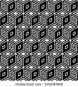 Seamless geometric op art pattern. 3D illusion. Vector illustration.