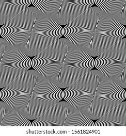 Seamless geometric op art pattern. Lines texture. Vector art.