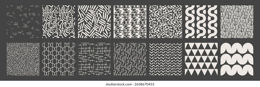 Seamless Geometric and Organic Pattern Collection – Abstract Memphis Doodle Lines, Irregular Shapes, Oriental Vector Backgrounds, Modern Minimalist Textures and Swatches Set