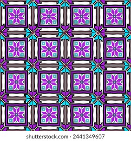 Seamless geometric oriental embroidery pattern.