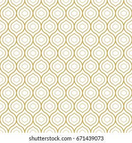 Seamless geometric oriental style vector pattern in gold