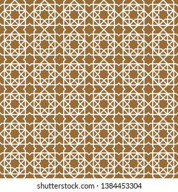 Seamless geometric ornament based on traditional arabic art. Muslim mosaic.Brown color background.