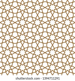 Seamless geometric ornament based on traditional moroccan art.Gold lines.For design template,textile,fabric,wrapping paper,laser cutting.ROUNDED corners.