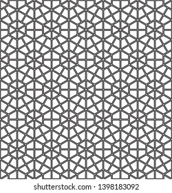 Seamless geometric ornament based on traditional Japanese pattern Kumiko.Double lines are black.For design template,textile,fabric,wrapping paper,laser engraving.
