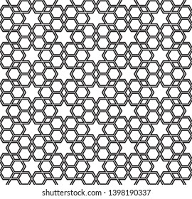 Seamless geometric ornament based on traditional arabic art.Double lines are black.For design template,textile,fabric,wrapping paper,laser engraving.