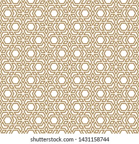Seamless geometric ornament based on traditional arabic art. Muslim mosaic.Brown color lines.Great design for fabric,textile,cover,wrapping paper,background.Thick lines.