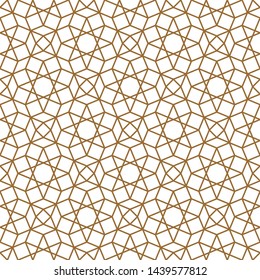 Seamless geometric ornament based on traditional arabic art. Muslim mosaic.Brown color lines.Great design for fabric,textile,cover,wrapping paper,background.Thick lines.