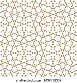 Seamless geometric ornament based on traditional arabic art. Muslim mosaic.Brown color lines.Great design for fabric,textile,cover,wrapping paper,background.Fine lines.
