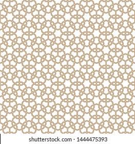 Seamless geometric ornament based on traditional arabic art. Muslim mosaic.Brown color lines.Great design for fabric,textile,cover,wrapping paper,background.Average thickness.Doubled lines.