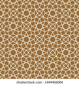 Seamless geometric ornament based on traditional arabic art. Muslim mosaic.Brown color background.THICK LINES.