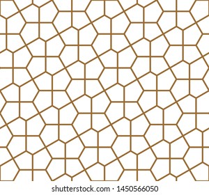 Seamless geometric ornament based on traditional arabic art. Muslim mosaic.Brown color lines.Great design for fabric,textile,cover,wrapping paper,background.Average thickness.