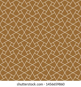 Seamless geometric ornament based on traditional arabic art. Muslim mosaic.Brown color background.Thin lines.