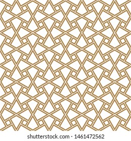 Seamless geometric ornament based on traditional arabic art. Muslim mosaic.Brown color lines.Great design for fabric,textile,cover,wrapping paper,background.Doubled lines.