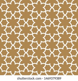 Seamless geometric ornament based on traditional arabic art. Muslim mosaic.Brown color background.Average thickness line.