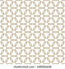 Seamless geometric ornament based on traditional arabic art. Muslim mosaic.Brown color lines.Great design for fabric,textile,cover,wrapping paper,background.Thick lines.