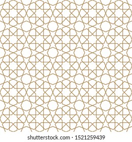 Nahtlose geometrische Ornamente auf der Grundlage traditioneller arabischer Kunst.Braune Farblinien.Großartiges Design für Gewebe, Textilien, Deckel, Wickelpapier, Hintergrund.Durchschnittliche Dickenlinien.