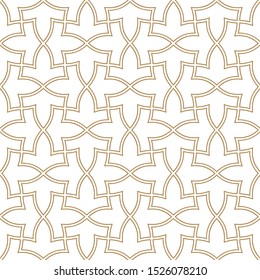 Seamless geometric ornament based on traditional arabic art.Brown color lines.Great design for fabric,textile,cover,wrapping paper,background.Option with two thin lines.Average thickness.