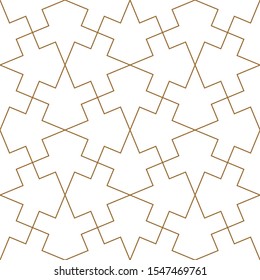 Seamless geometric ornament based on traditional arabic art.Brown color lines.Great design for fabric,textile,cover,wrapping paper,background.Fine lines.