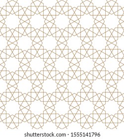Seamless geometric ornament based on traditional arabic art.Brown color lines.Great design for fabric,textile,cover,wrapping paper,background.Fine lines.