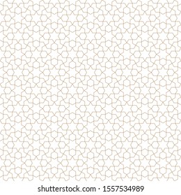 Seamless geometric ornament based on traditional arabic art.Brown color lines.Great design for fabric,textile,cover,wrapping paper,background.Thin lines.