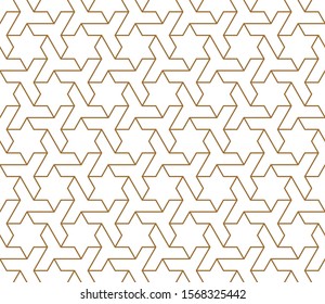Seamless geometric ornament based on traditional arabic art.Brown color lines.Great design for fabric,textile,cover,wrapping paper,background.Average lines.