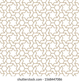 Seamless geometric ornament based on traditional arabic art.Brown color lines.Great design for fabric,textile,cover,wrapping paper,background.Average lines.